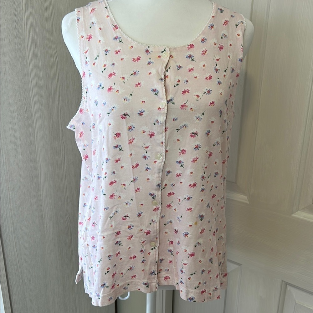 Carole Hickman Pink Sleeveless Relaxed Tank Top Pajama Sz M
